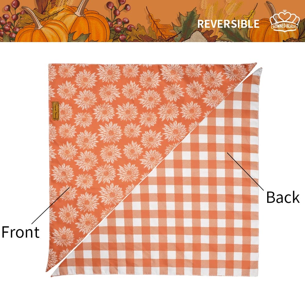 CROWNED BEAUTY Reversible Fall Dog Bandanas - Daisy Polka Dots 2-Pack for Medium to XL Dogs DB64