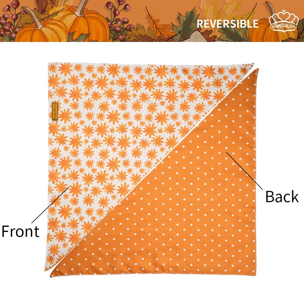 CROWNED BEAUTY Reversible Fall Dog Bandanas - Daisy Polka Dots 2-Pack for Medium to XL Dogs DB64