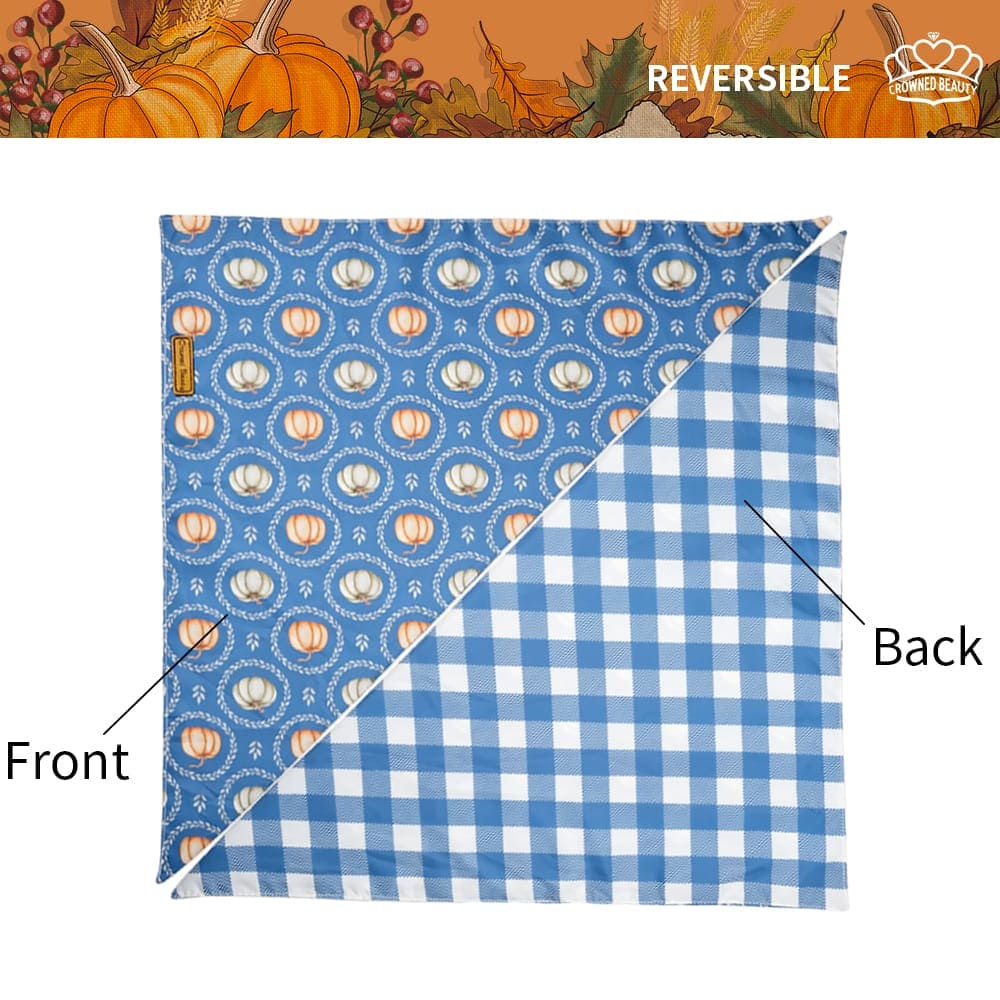 CROWNED BEAUTY Reversible Fall Dog Bandanas - Pumpkins 2-Pack for Medium to XL Dogs DB65