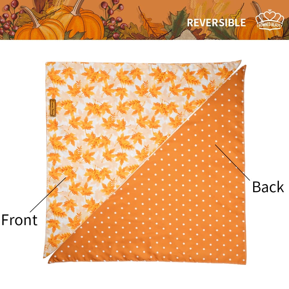 CROWNED BEAUTY Bandanas reversibles para perros de otoño, calabazas, hojas de arce, paquete de 2 para perros medianos a XL DB66-L