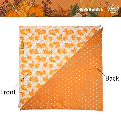 CROWNED BEAUTY Reversible Fall Dog Bandanas - Pumpkins, Maple Leaves 2-Pack for Medium to XL Dogs DB66