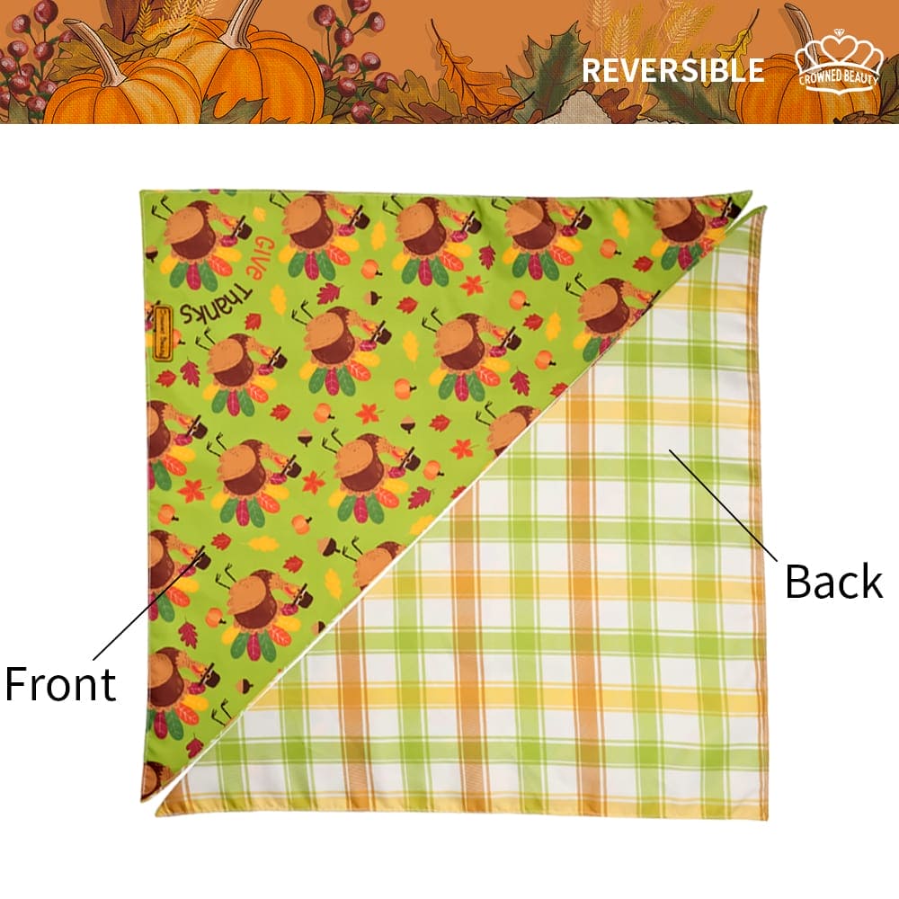 Bandanas reversibles para perros CROWNED BEAUTY - Pavo de Acción de Gracias, paquete de 2 para perros medianos a XL DB67-L