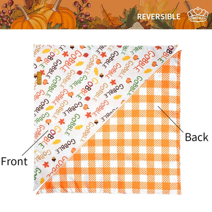 CROWNED BEAUTY Reversible Fall Dog Bandanas - Thanksgiving Turkey 2-Pack for Medium to XL Dogs DB67