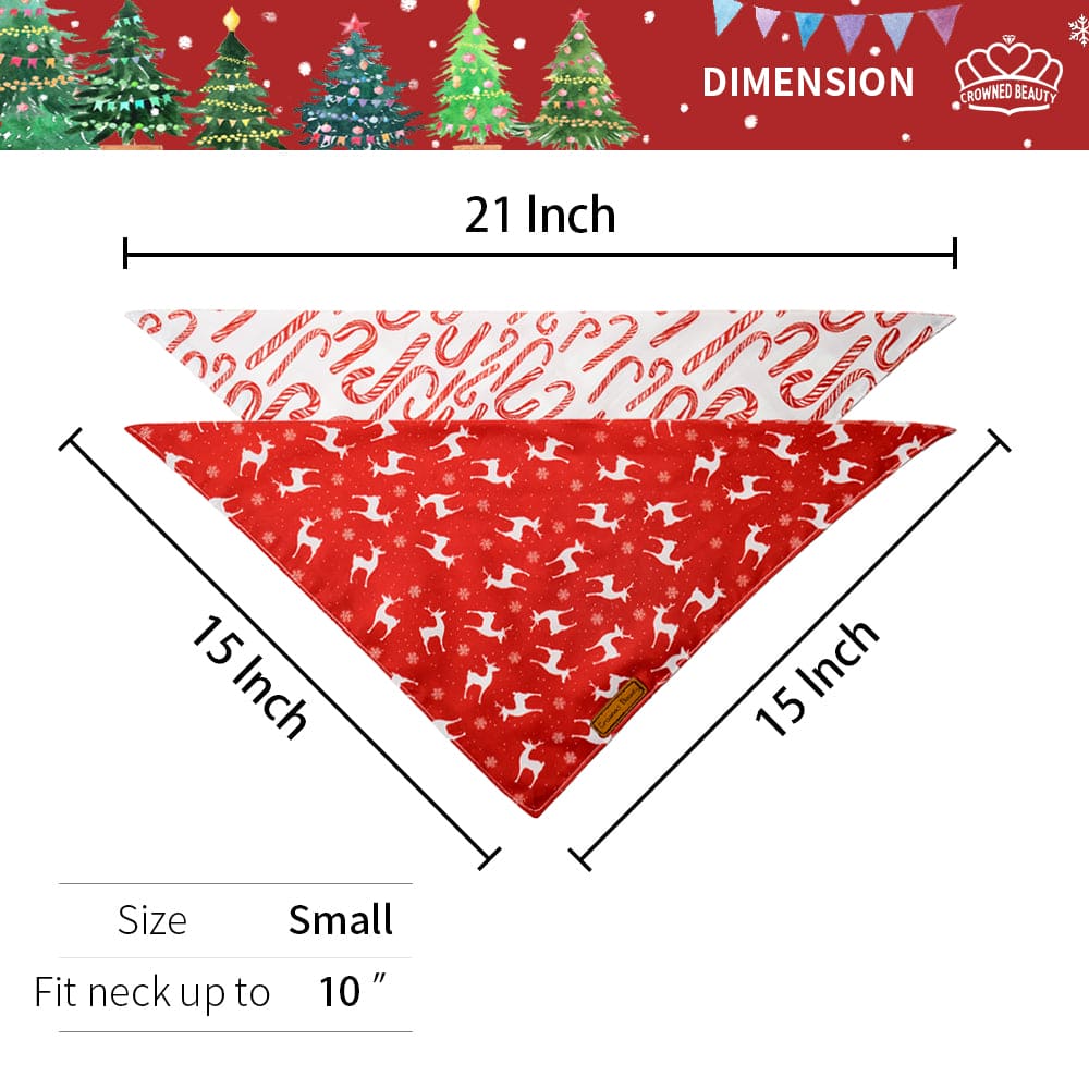 Crowned Beauty Christmas Reversible Dog Bandanas Large 2 Pack,Deer Set,DB04