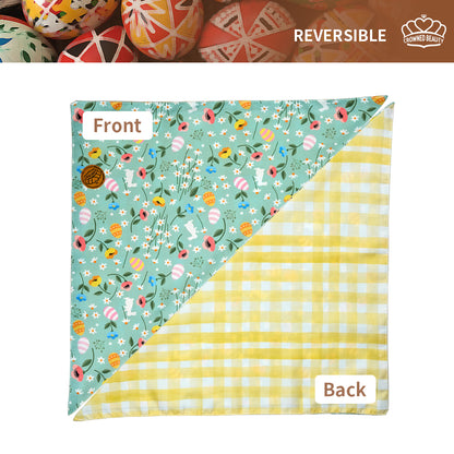 CROWNED BEAUTY Reversible Easter Dog Bandanas -Bunnies & Chicks Set- 2 Pack for Small to XL Dogs DB100