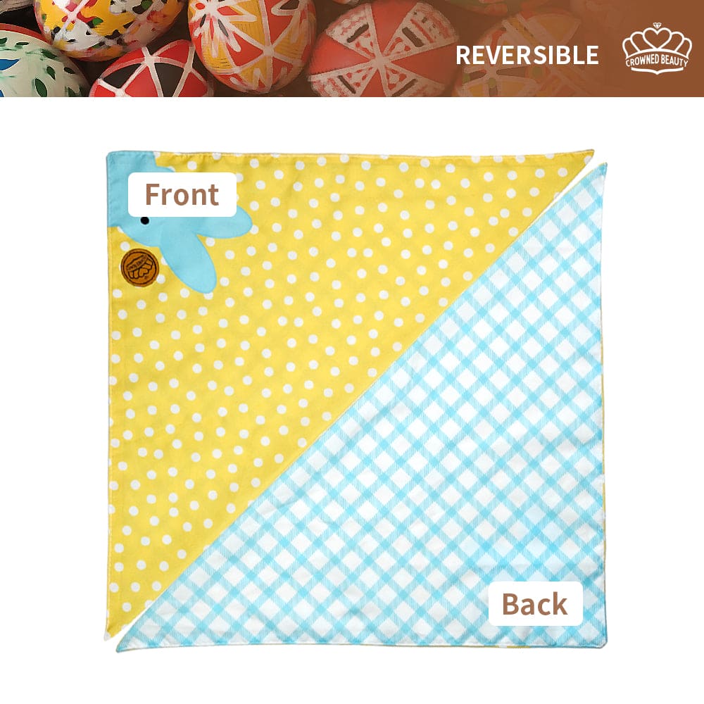 CROWNED BEAUTY Reversible Easter Dog Bandanas -Rainbow Rabbits Set- 2 Pack for Small to XL Dogs DB103