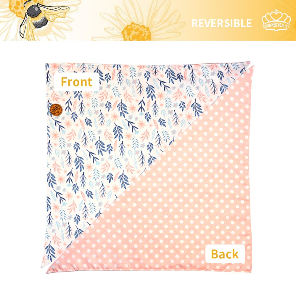 CROWNED BEAUTY Reversible Spring Dog Bandanas -Blossom Elegance Set- 2 Pack for Medium to XL Dogs DB109