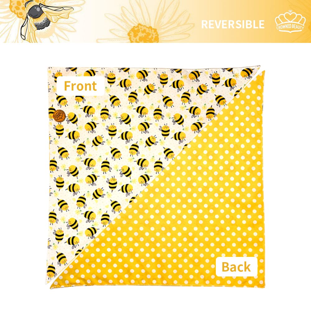 CROWNED BEAUTY Reversible Spring Dog Bandanas -Buzzing Sunshine Set- 2 Pack for Medium to XL Dogs DB112