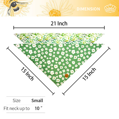 CROWNED BEAUTY Reversible Spring Dog Bandanas -Leafy Blossoms Set- 2 Pack for Medium to XL Dogs DB113