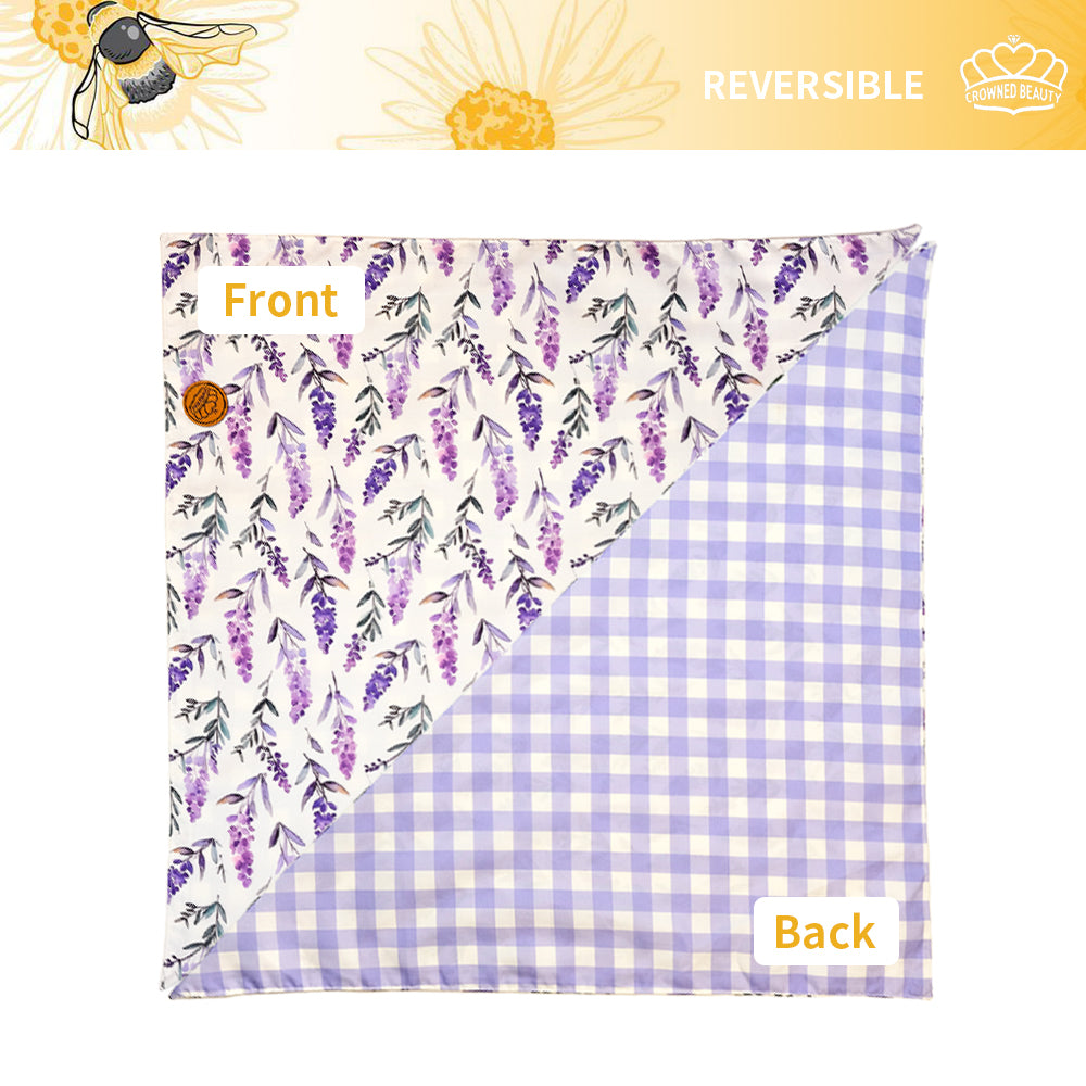 CROWNED BEAUTY Reversible Spring Dog Bandanas -Lavender Dreams Set- 2 Pack for Medium to XL Dogs DB116