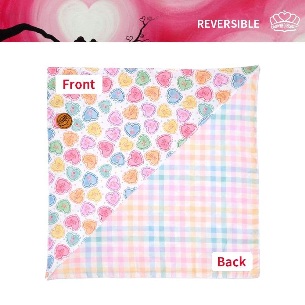 CROWNED BEAUTY Reversible Valentine's Day Dog Bandanas -Sweet Love Set- 2 Pack for Medium to XL Dogs DB147-L