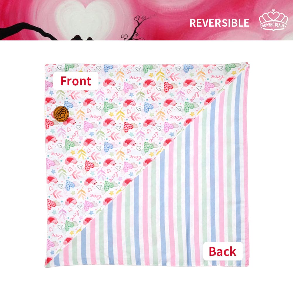 CROWNED BEAUTY Reversible Valentine's Day Dog Bandanas -Sweet Love Set- 2 Pack for Medium to XL Dogs DB147-L
