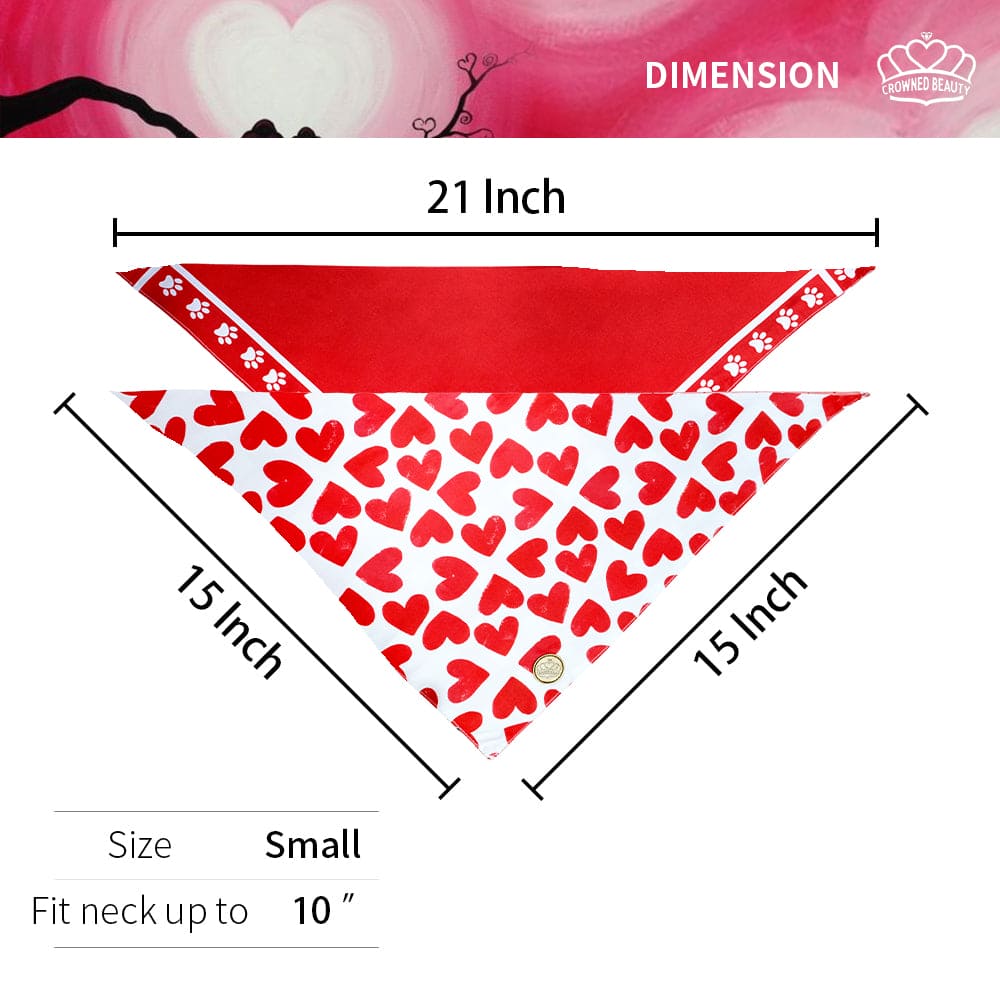 Pañuelos para perros reversibles para el día de San Valentín, paquete grande de 2, juego de besos DB15