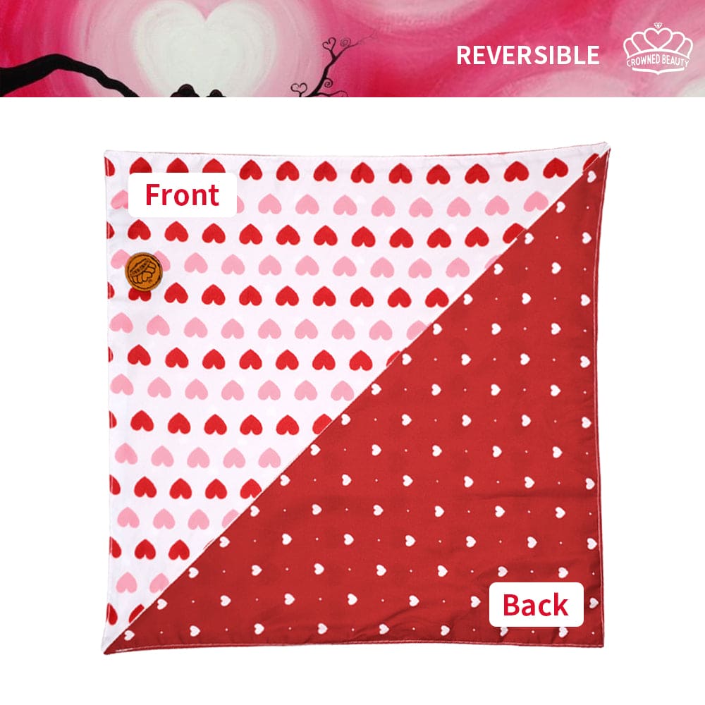 CROWNED BEAUTY Reversible Valentine's Day Dog Bandanas -Love Paws Set- 2 Pack for Medium to XL Dogs DB152-L