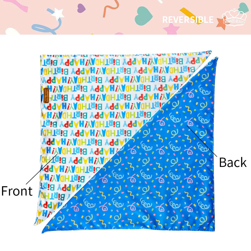 CROWNED BEAUTY Birthday Dog Bandanas Reversible Large 2 Pack, Happy Birthday Set DB50