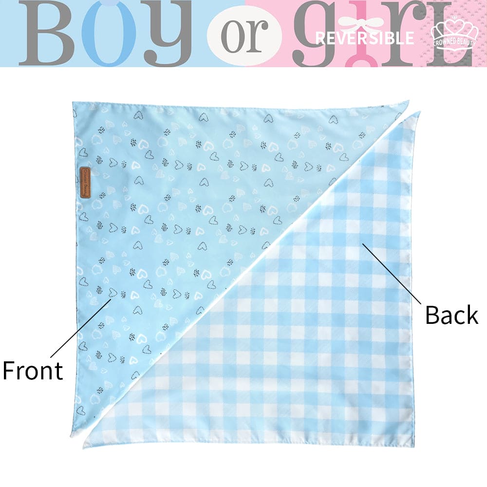 CROWNED BEAUTY Gender Reveal Dog Bandanas Reversible Large 2 Pack, It's a Boy DB51