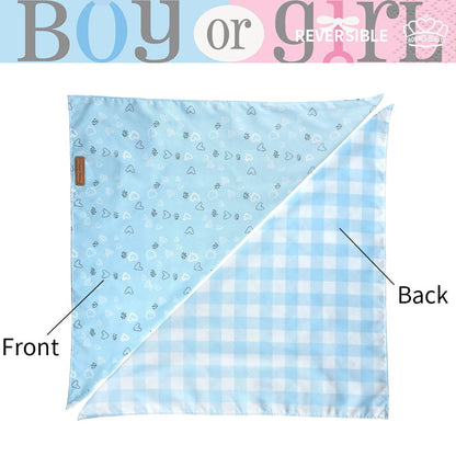CROWNED BEAUTY Gender Reveal Dog Bandanas Reversible Large 2 Pack, It's a Boy DB51