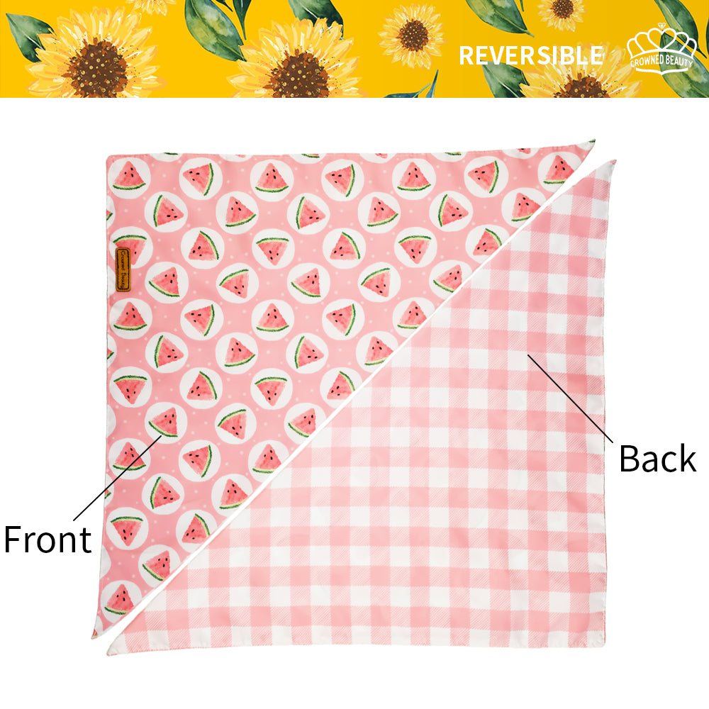 CROWNED BEAUTY Fruit Dog Bandanas Reversible Large 2 Pack, Watermelon Set DB61