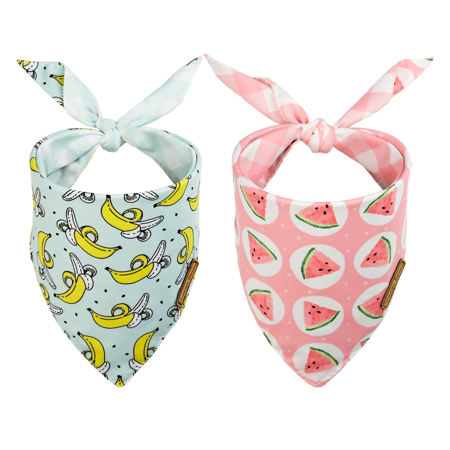 CROWNED BEAUTY Fruit Dog Bandanas Reversible Large 2 Pack, Watermelon Set DB61