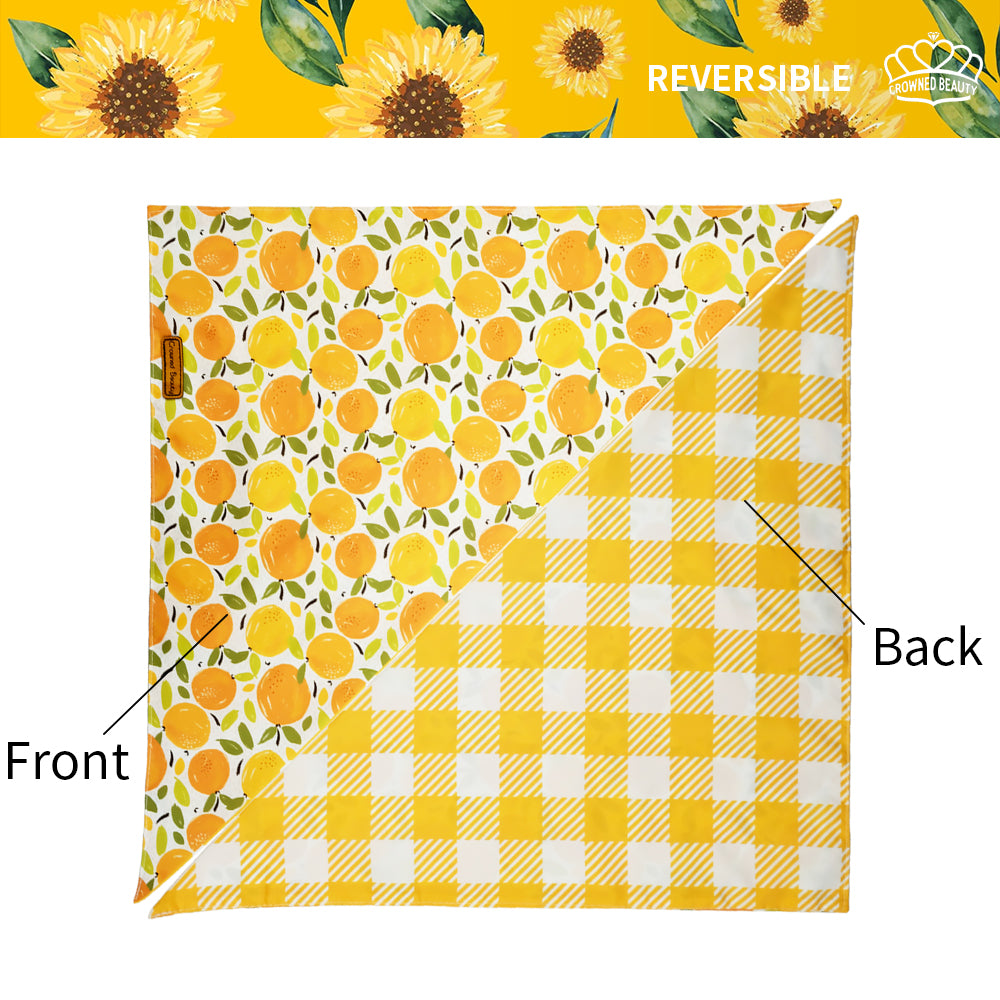 CROWNED BEAUTY Fruit Dog Bandanas Reversible Large 2 Pack, Pineapple Set DB62