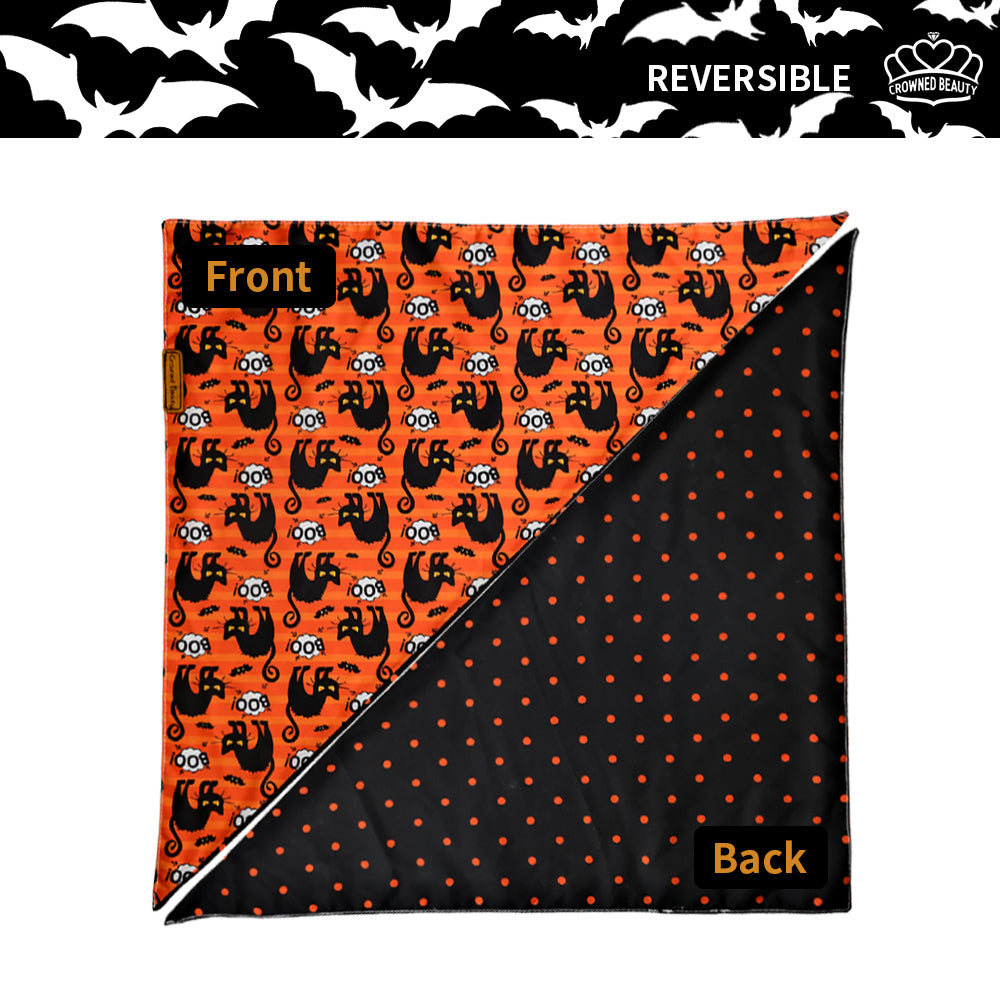 CROWNED BEAUTY Reversible Halloween Dog Bandanas - Happy Halloween Boo Set-2 Pack for Medium to XL Dogs DB68