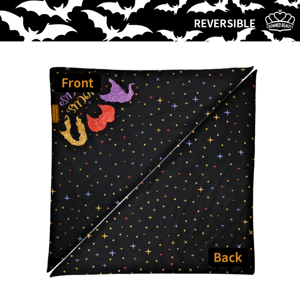 CROWNED BEAUTY Reversible Halloween Dog Bandanas - Hocus Pocus Set-2 Pack for Medium to XL Dogs DB70