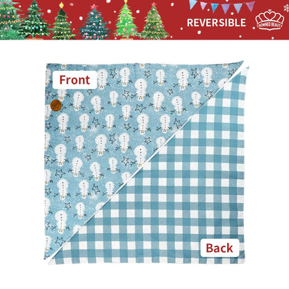 CROWNED BEAUTY Reversible Winter Dog Bandanas - Snowmen Set-2 Pack for Medium to XL Dogs DB72