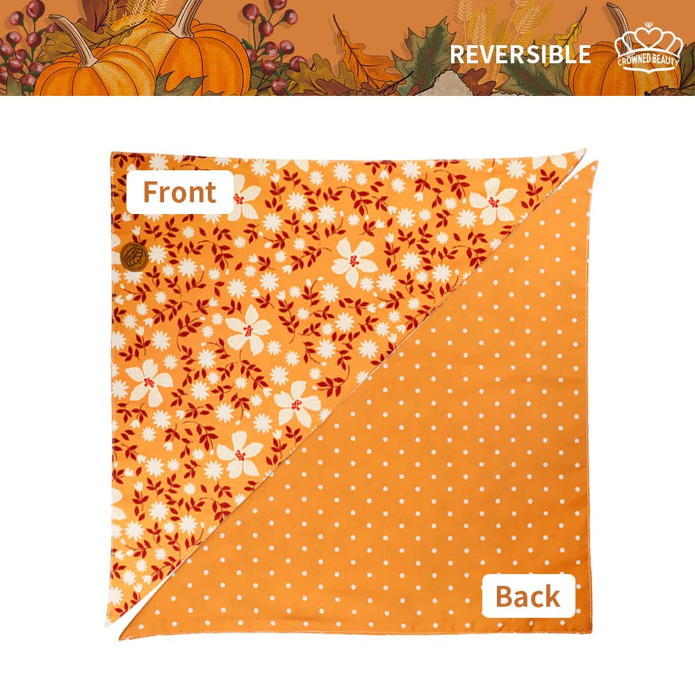 CROWNED BEAUTY Reversible Fall Dog Bandanas - Maple Leaves Set-2 Pack for Medium to XL Dogs DB73