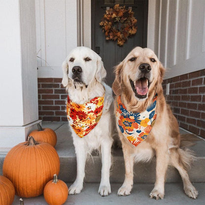 CROWNED BEAUTY Reversible Fall Dog Bandanas - Floral Set-2 Pack for Medium to XL Dogs DB74