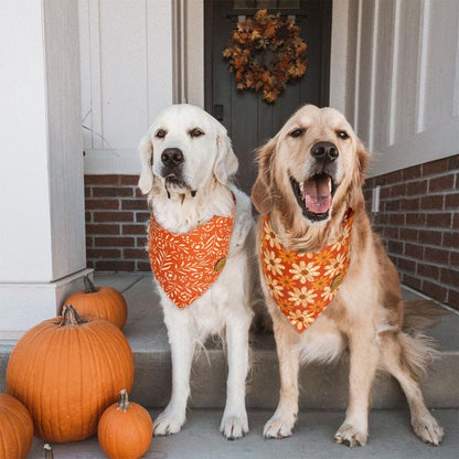 CROWNED BEAUTY Reversible Fall Dog Bandanas - Flower Set-2 Pack for Medium to XL Dogs DB75