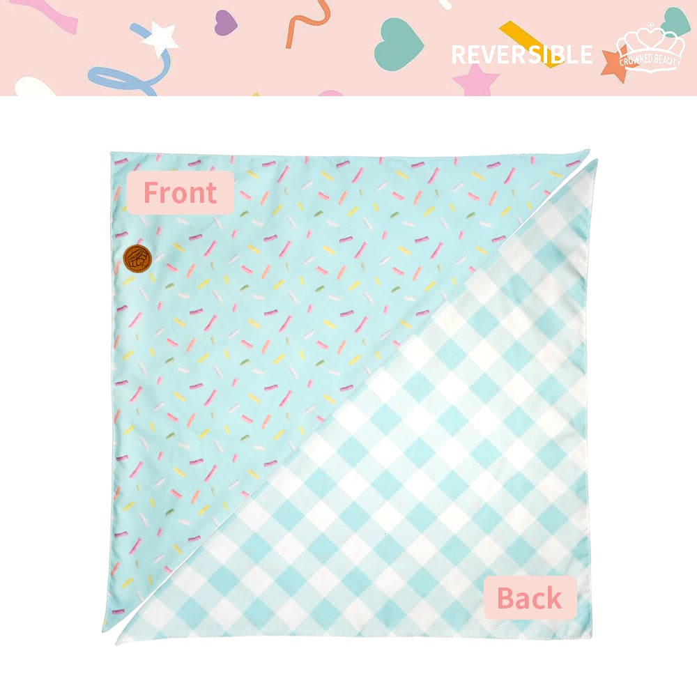 CROWNED BEAUTY Reversible Birthday Dog Bandanas - Celebration Set(Pink)-2 Pack for Medium to XL Dogs DB77