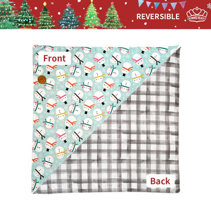 CROWNED BEAUTY Reversible Christmas Dog Bandanas - Frosty Pines Set-2 Pack for Medium to XL Dogs DB79
