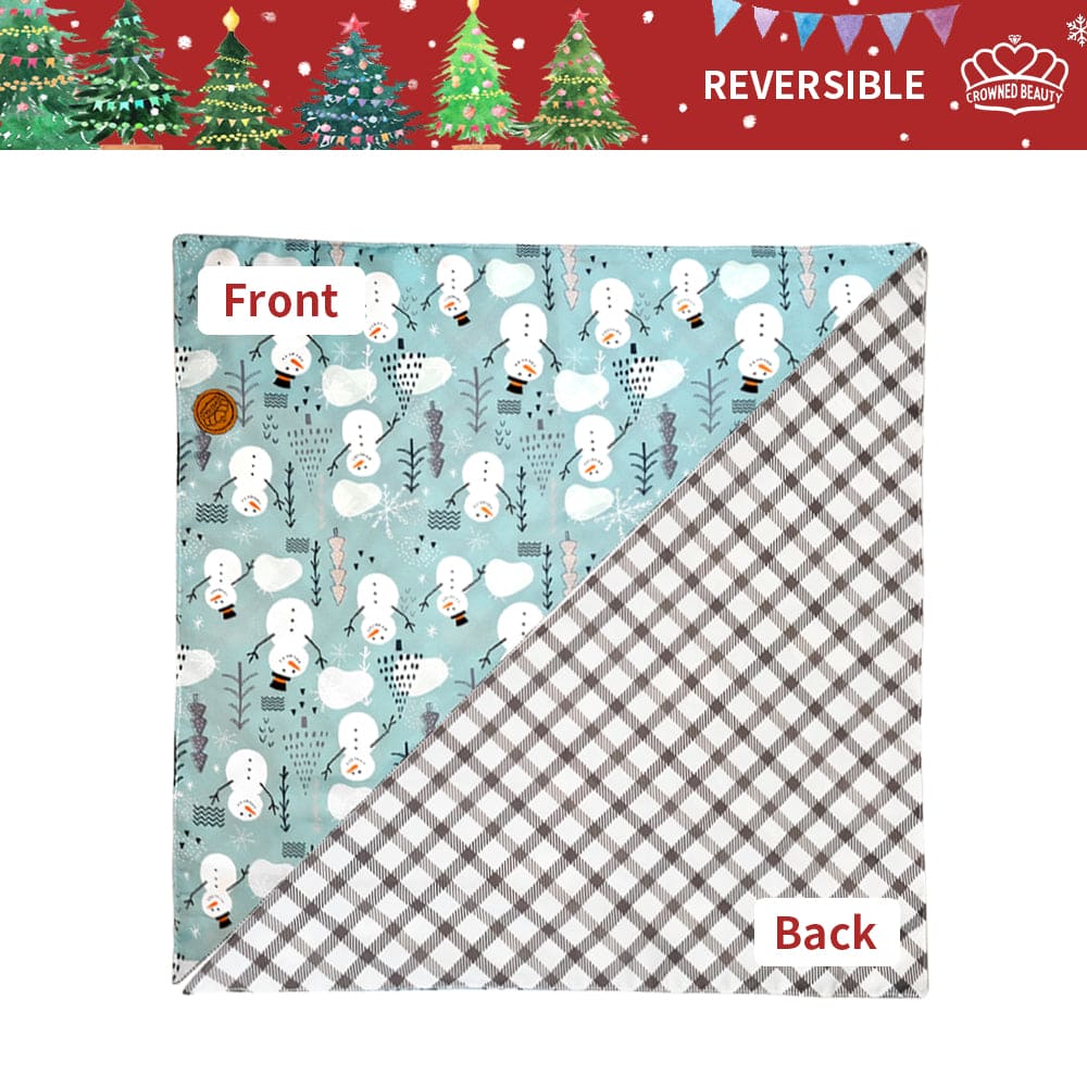 CROWNED BEAUTY Reversible Christmas Dog Bandanas - Winter Whimsy Set-2 Pack for Medium to XL Dogs DB80