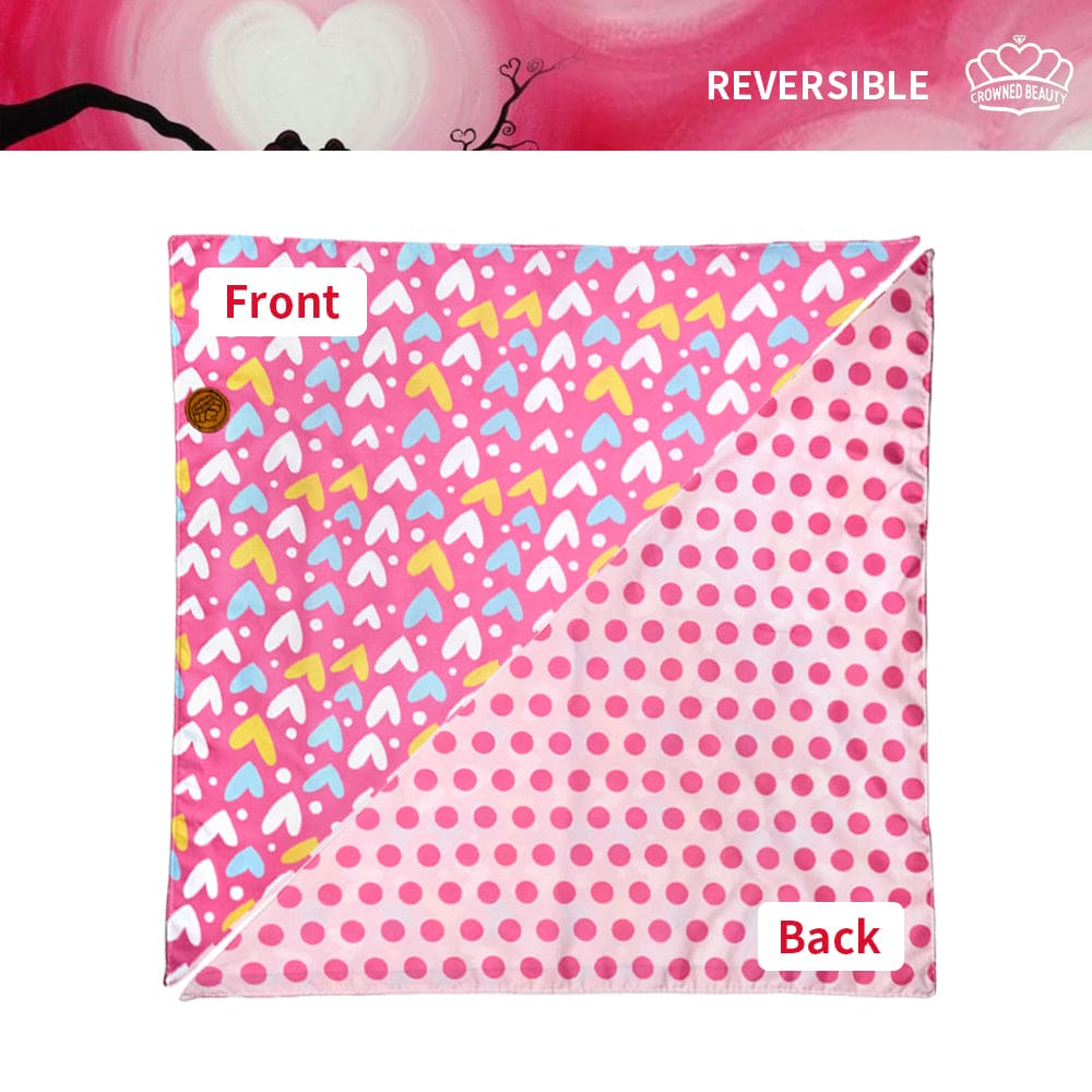 CROWNED BEAUTY Reversible Valentines Day Dog Bandanas -Love Heart Set- 2 Pack for Medium to XL Dogs DB90