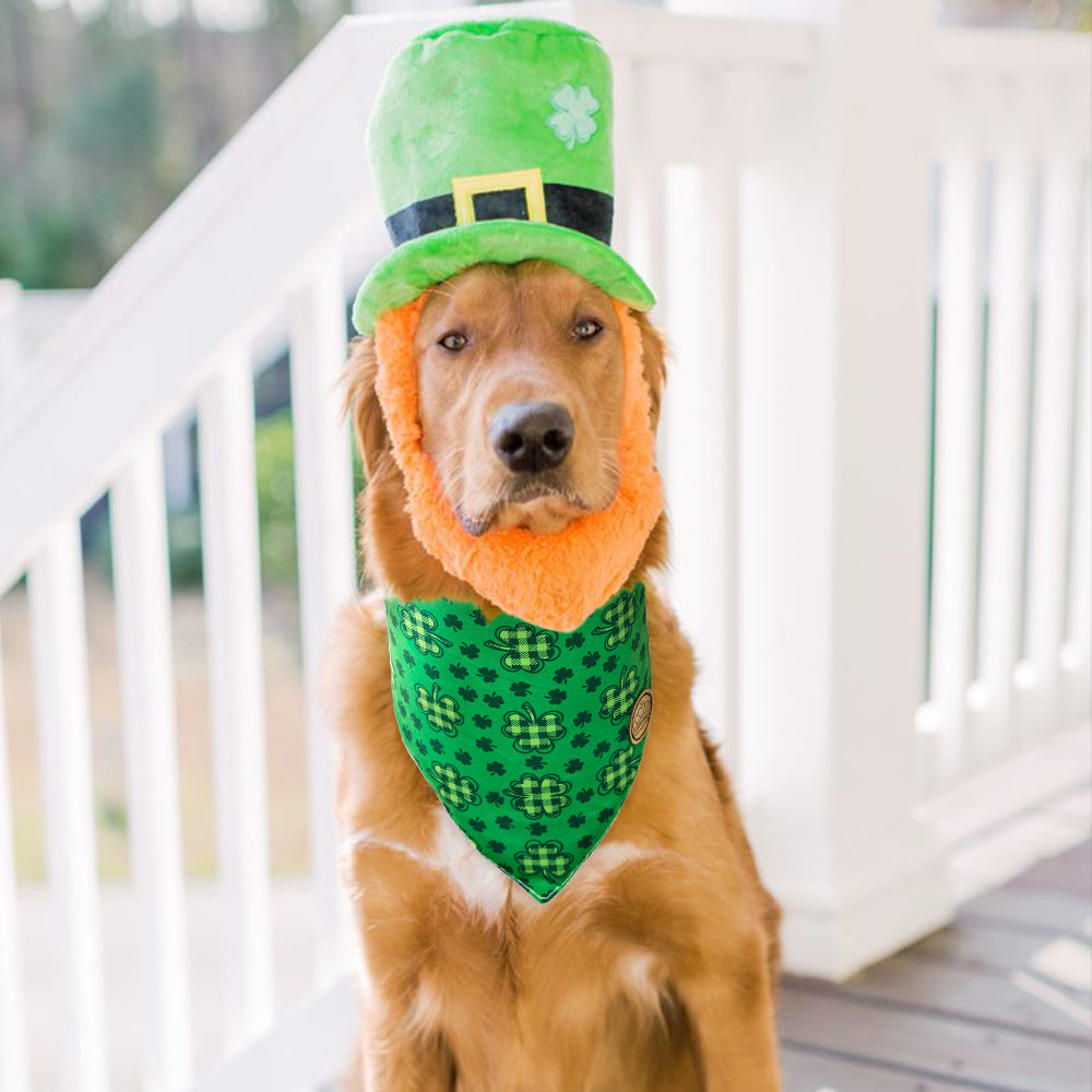 CROWNED BEAUTY Reversible St Patricks Day Dog Bandanas -Irish Inspire Set- 2 Pack for Medium to XL Dogs DB94-L