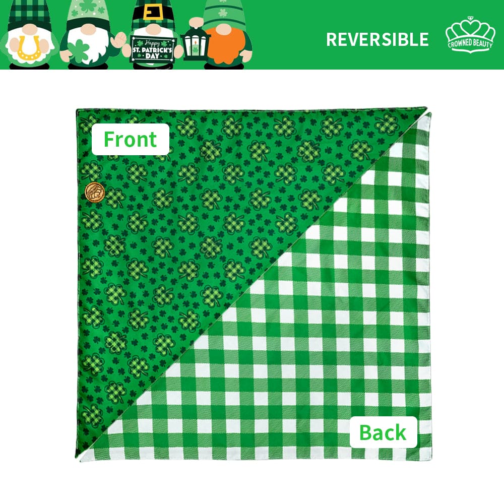 CROWNED BEAUTY Reversible St Patricks Day Dog Bandanas -Irish Inspire Set- 2 Pack for Medium to XL Dogs DB94-L