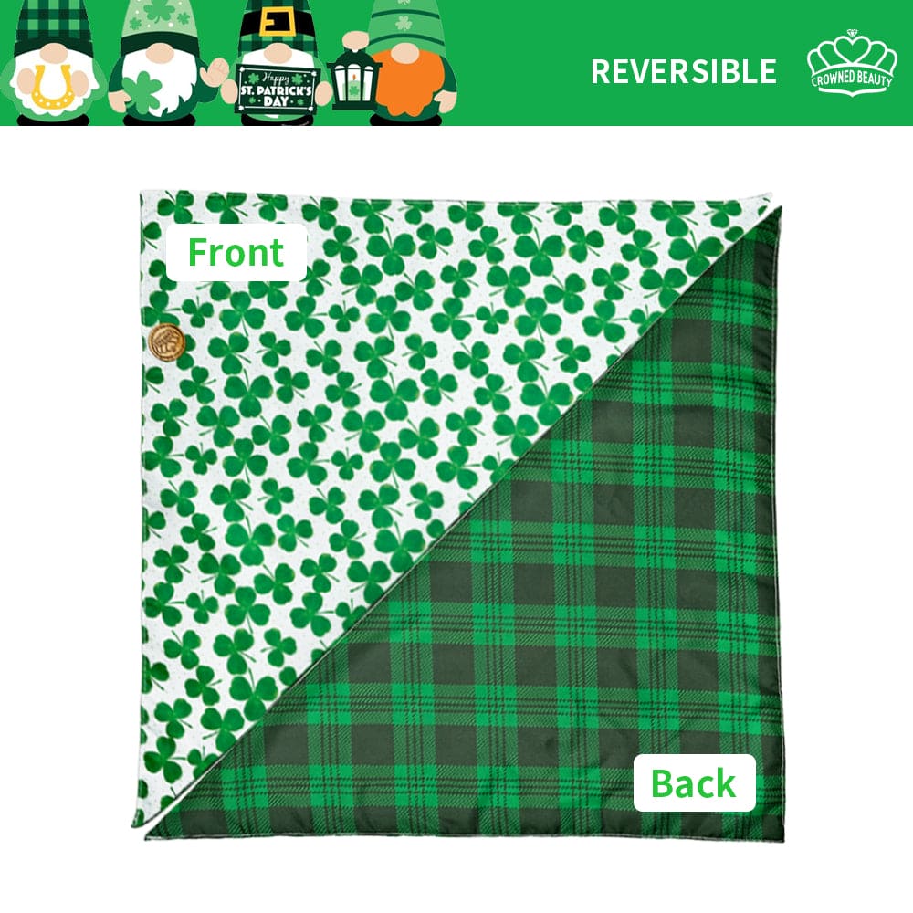 CROWNED BEAUTY Reversible St Patricks Day Dog Bandanas -Irish Inspire Set- 2 Pack for Medium to XL Dogs DB94-L