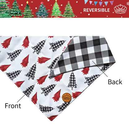 CROWNED BEAUTY Christmas Reversible Dog Bandanas Large 2 Pack,SnowTree Set,DB01