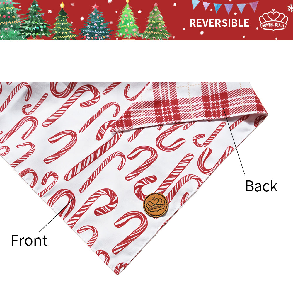 Crowned Beauty Christmas Reversible Dog Bandanas Large 2 Pack,Deer Set,DB04