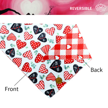CROWNED BEAUTY Valentines Day Dog Bandanas Large 2 Pack,Love Heart Set DB12