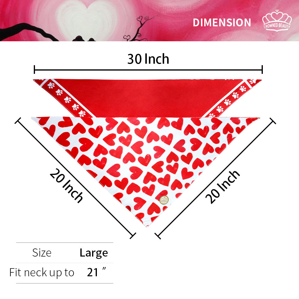 Pañuelos para perros reversibles para el día de San Valentín, paquete grande de 2, juego de besos DB15