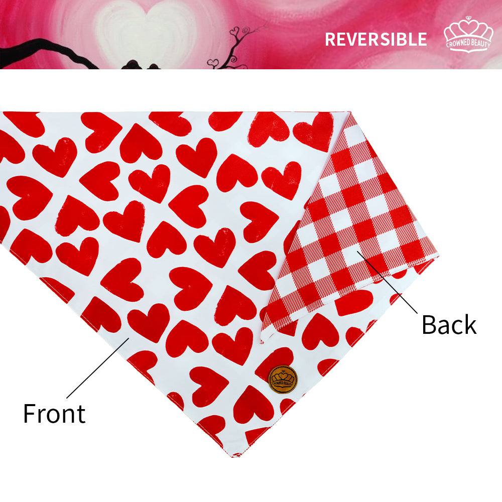 Pañuelos para perros reversibles para el día de San Valentín, paquete grande de 2, juego de besos DB15