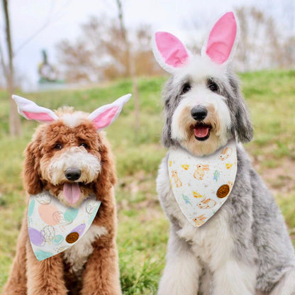 CROWNED BEAUTY Easter Dog Bandanas Large 2 Pack, Bunnies Eggs Set, DB20
