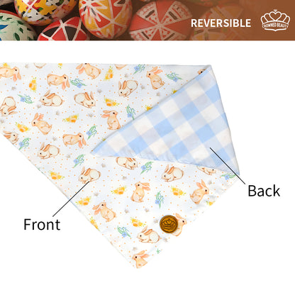 CROWNED BEAUTY Easter Dog Bandanas Large 2 Pack, Bunnies Eggs Set, DB20