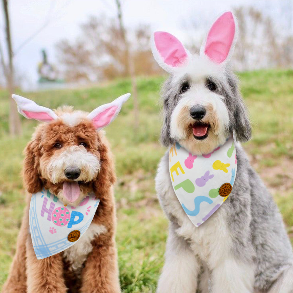 CROWNED BEAUTY Easter Dog Bandanas Large 2 Pack, Bunnies Peeps Set, DB22