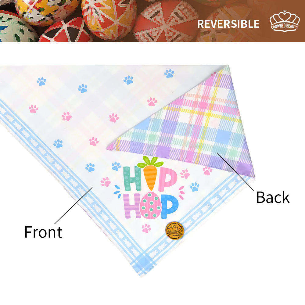 CROWNED BEAUTY Easter Dog Bandanas Large 2 Pack, Bunnies Peeps Set, DB22