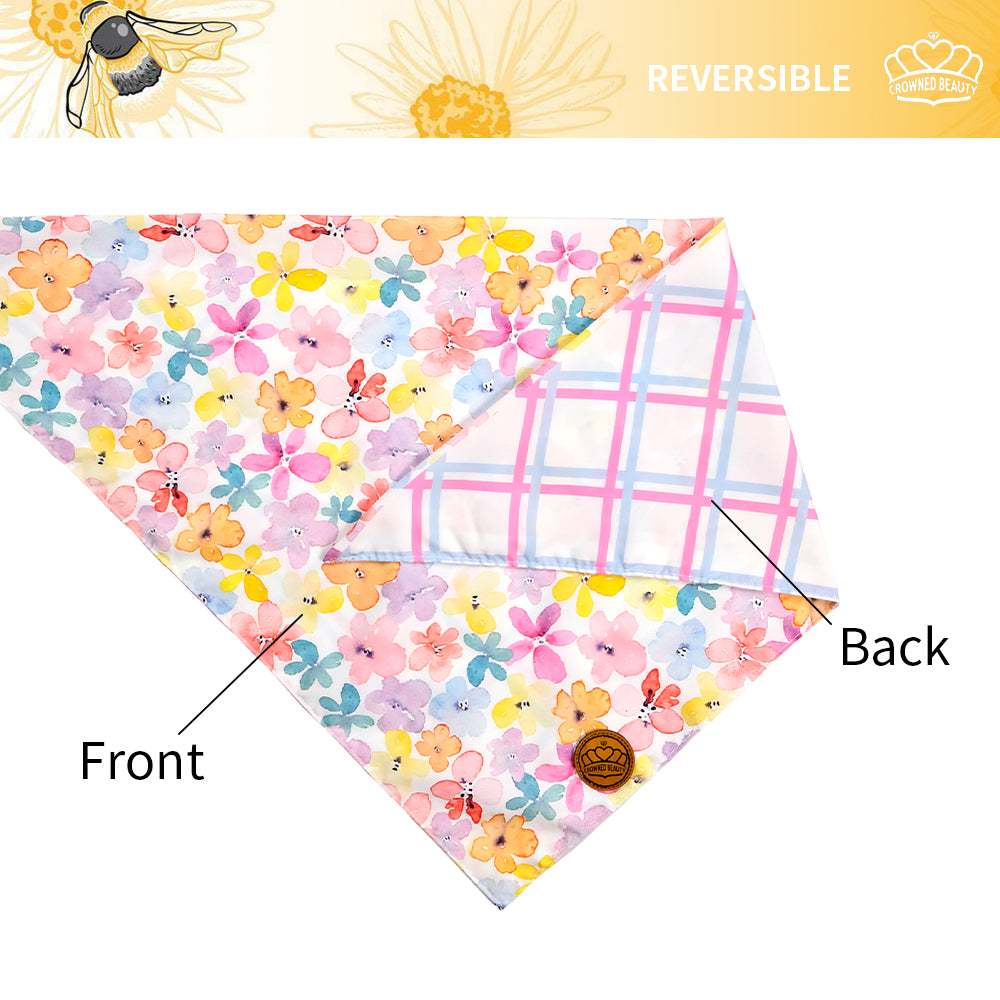 CROWNED BEAUTY Spring Dog Bandanas Reversible Large 2 Pack, Lavender Set, DB35