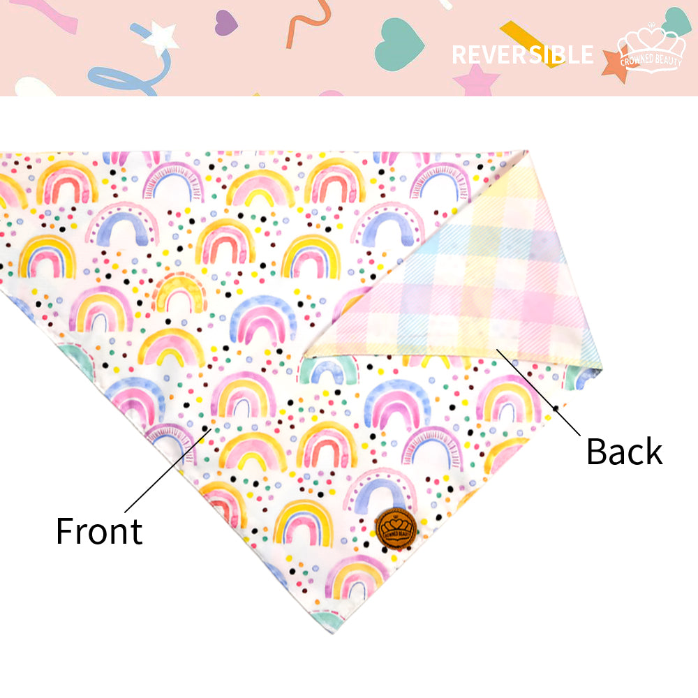 CROWNED BEAUTY Birthday Dog Bandanas Reversible Large 2 Pack, Unicorn Set, DB42