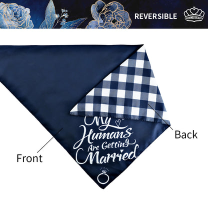 CROWNED BEAUTY Wedding Crasher Dog Bandanas Reversible Large 2 Pack, My Humans are Getting Married DB45-L