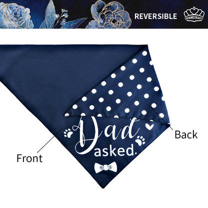 CROWNED BEAUTY Wedding Dad Asked Dog Bandanas Reversible Large 2 Pack,Mom Said Yes DB47-L